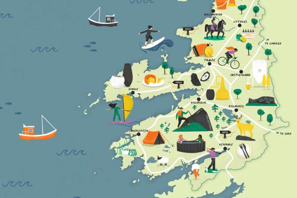 Discover Kerry Cropped Illustrated Map